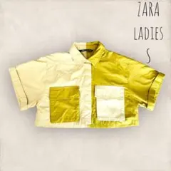 【美品】ZARA ザラ パッチワーク ギャバジンシャツ 春 夏　アウター　Sのサムネイル
