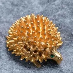 希少 ヴィンテージ P&Mパリ ハリネズミ ブローチ 金メッキ