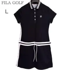 FILA GOLF ゴルフワンピース 紺 L 半袖 ポロワンピ 裏地付