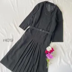 ブラックフォーマル　長袖ワンピース　プリーツワンピース　ウエストマーク　黒11