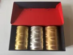 新品未使用 茶筒 金属製 円筒形 キャニスター 3本セット 化粧箱入りのサムネイル