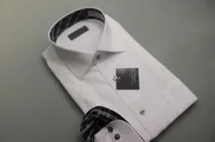 ワイドカラー/ワイシャツ　4L(47-86)白/ストライプ柄UND105/002