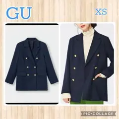 GU ダブルブレストブレザー 紺ブレ ネイビー 金ボタン テーラードジャケット