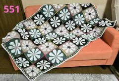 手編み マルチカバー ブランケット デイジー レトロ ラグ モチーフ 膝掛け