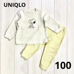 UNIQLO フリース パジャマ 長袖 スヌーピー イエロー 100