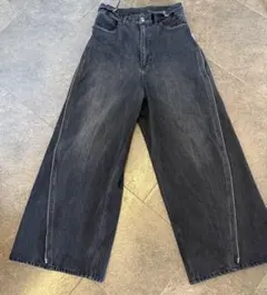 【GRANCY】ジップデザイン バギーデニム パンツ