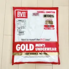 신품 미개봉 ビーブイディーゴールド綿厚地下着M長袖V首アンダーシャツB.V.D.