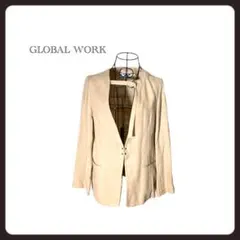 a1558 グローバルワーク　ノーカラージャケット　おしゃれ　裏地あり　M