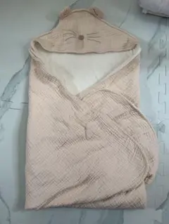 ジェラートピケ♡ネコ耳付きフード おくるみ