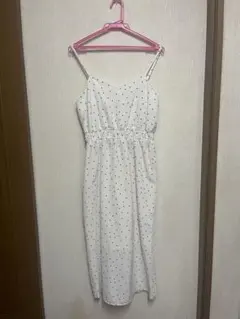 ナチュラルクチュール　キャミワンピース　アイボリー　水玉　リボン