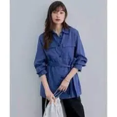 未使用 ICB【洗える】ラミーコットンボイル シアーシャツ