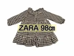 【本日限定必見】98㎝ ZARA 長袖 チェック ワンピース