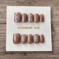 ネイルチップ ミルクベージュ 花柄 ベリーショート Mサイズ