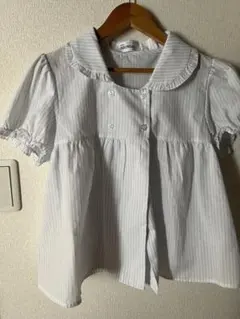 ♡ SEONGSU 水色ストライプ 半袖ブラウス