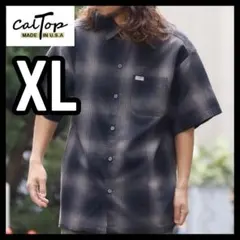 ●新品 CALTOP キャルトップ 半袖チェックシャツ ブラックチャコール XL