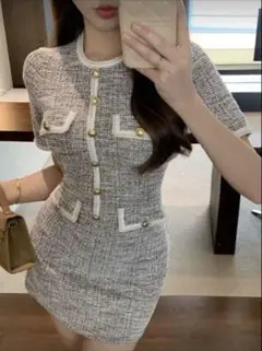 新品未開封 SHEIN Dazy ツイード ショートスリーブドレス