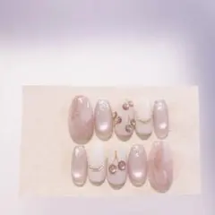 現品　ネイルチップ　マカロン　マグネット　ぷっくり　さくらんぼネイル