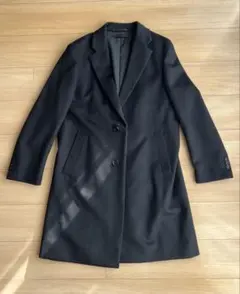 ユニクロ ブラック チェスターコート　M カシミヤ混