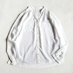 IENA／アイロン不要／透けないしっかり生地／七分袖ブラウス オフ 