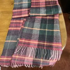 ジルスチュアートチェック柄マフラー フリンジ大判 ロング ストール
