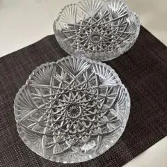 HOYA クリスタル菓子皿19cm 2客 亀甲つなぎ紋 クリスタルガラス - メルカリ