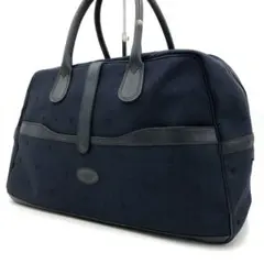 ランバン LANVIN ボストンバッグ トラベルバッグ ネイビー 紺 総柄 