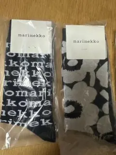 新品未使用マリメッコモノトーン花柄ソックス 2足セット 23-25cm