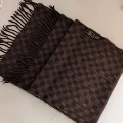 FENDI ブラウン チェック マフラー　WOOL　ウール