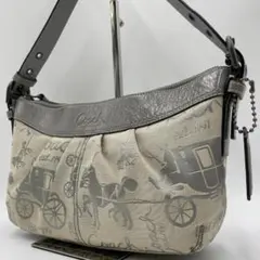 良品 COACH ショルダーバッグ キャンバス グレー 斜め掛け