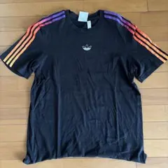 adidas 3本ライン Tシャツ M ブラック