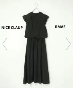 NICE CLAUP　RMAFプチハイネックロングワンピース　ブラックM