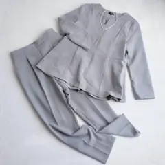 プラステ◇セットアップ ペプラム お呼ばれスーツ セレモニー パンツスーツ M