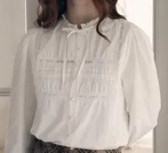 ROLAROLA RUFFLE PINTUCK BLOUSE WHITE - メルカリ