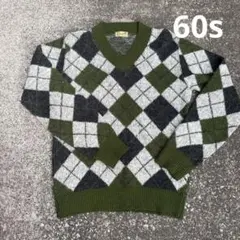 希少】60s Vintage アーガイル柄 モヘアニット Vネック - メルカリ