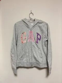 GAP kids スパンコール フルジップパーカー グレー