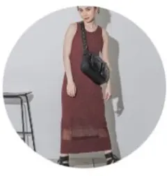 JEANASIS ミニブークレット ノースリーブ ワンピース レッド