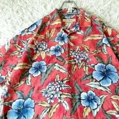 美品 90s Tommy Bahama 開襟シルク ハワイアン 花柄アロハシャツ