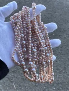 本日限定セール　超長　天然ピンク淡水パールのロングネックレス　260〜280cm
