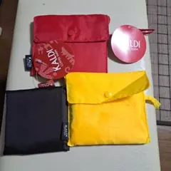 KALDI エコバッグ黄色.赤色、 グレー(いきものがたり)3個セット