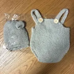 ニューボーンフォト　服　クマ　グレー