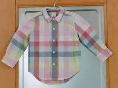 baby GAPパステル チェック柄長袖シャツ 90cm 綿100%
