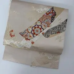 ビ*ニ様 名古屋帯 正絹 唐織 短冊 素敵な花 九寸 U-9627