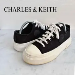 CHARLES & KEITH ロートップ プラットフォームスニーカー　36 黒