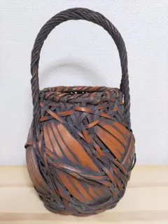 ◇竹細工 竹籠 花籠 竹製 花器 壺型 かご カゴ 華道