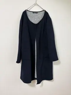 INGNI ノーカラー カーディガン コーディガン　裏配色　防寒　紺 M