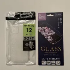 新品未使用　iPhone12mini用　クリアソフトケースと画面保護ガラスセット