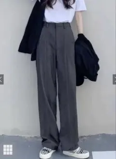 GRL ［ai07］センタープレスストレートパンツ M チャコール