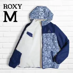 美品✨ロキシー フード付きリバーシブルボアジャケット ふわもこ ロゴ 防寒 M