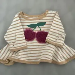 petit main ストライプ チェリー Tシャツ 80 長袖　トップス