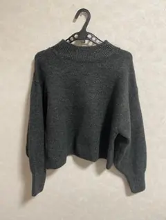 ダークグレー ハイネックセーター　M